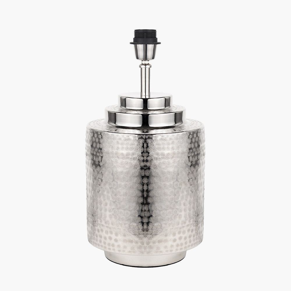 Zuri Shiny Silver Metal Pot Table Lamp Base